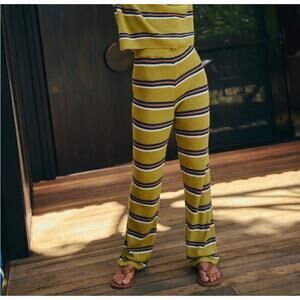 Free People Mariner Sweater Stripe Knit Pants in Palma Green Size Medium